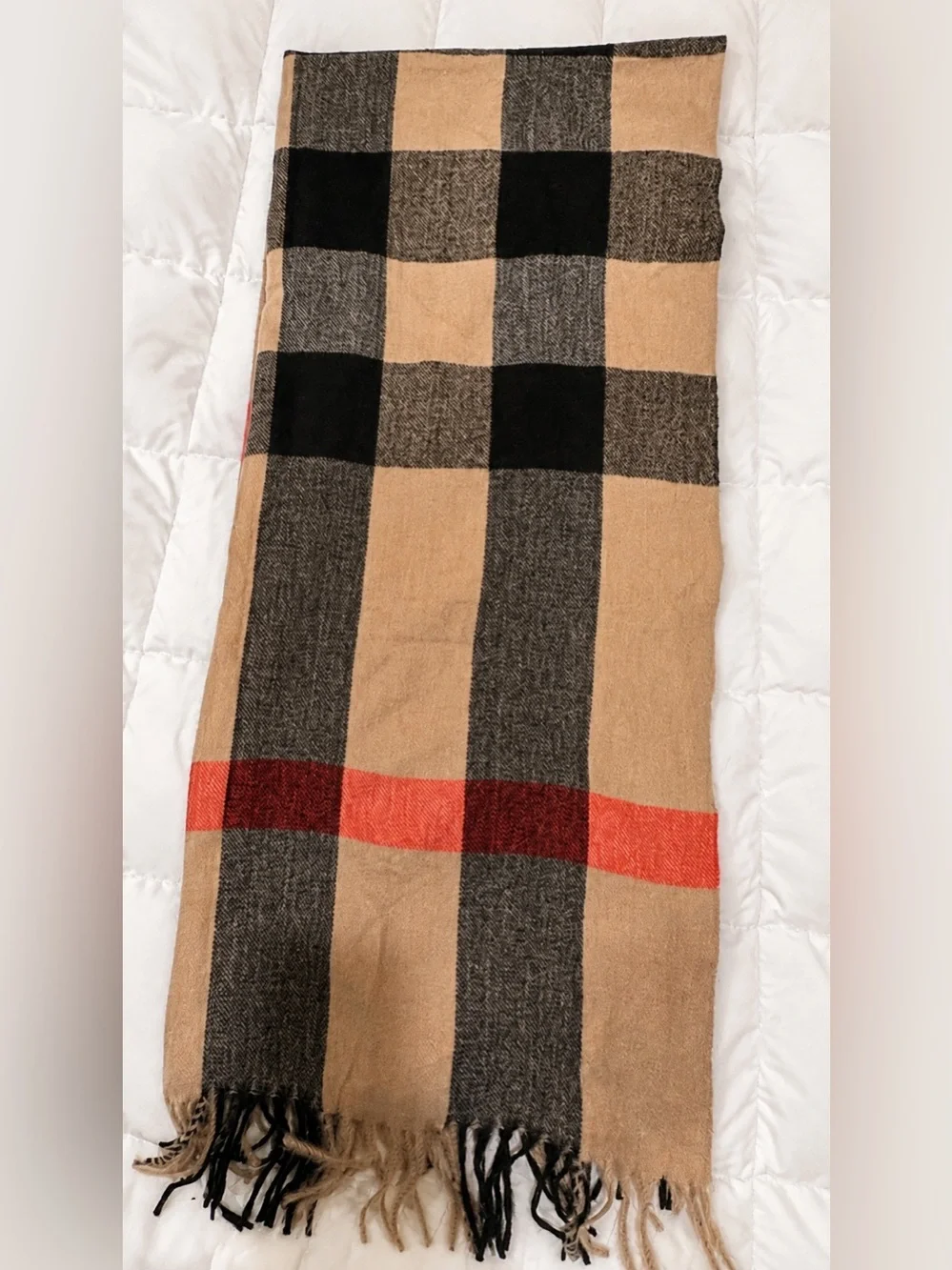 NWT Boutique Oversized Plaid Fringe Blanket Scarf Super Soft Wrap